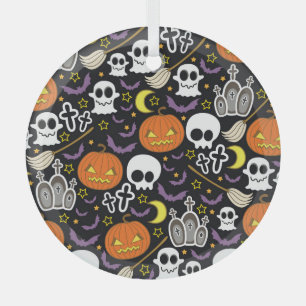 Spooky Halloween: Themed Background Design. Glass Ornament