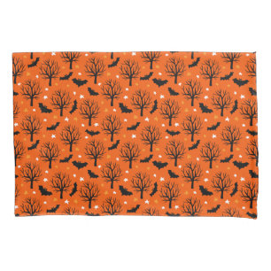 Spooky Halloween Tree with Bats and Stars Pillowcase