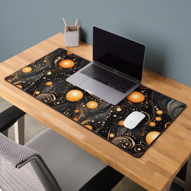 Spooky Halloween vibe abstract orange and black Desk Mat (Office 2)