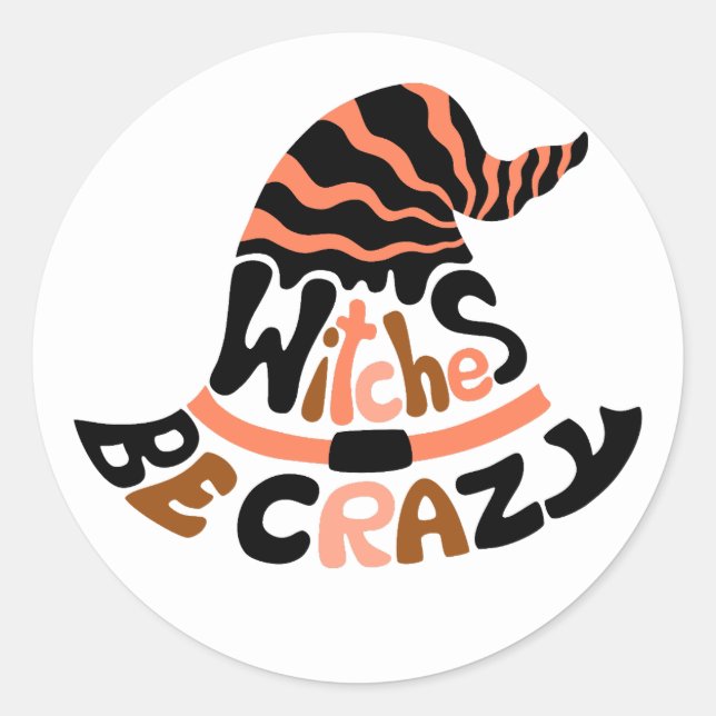 Spooky Halloween Vibe-Witches by Crazy Hat Classic Round Sticker (Front)