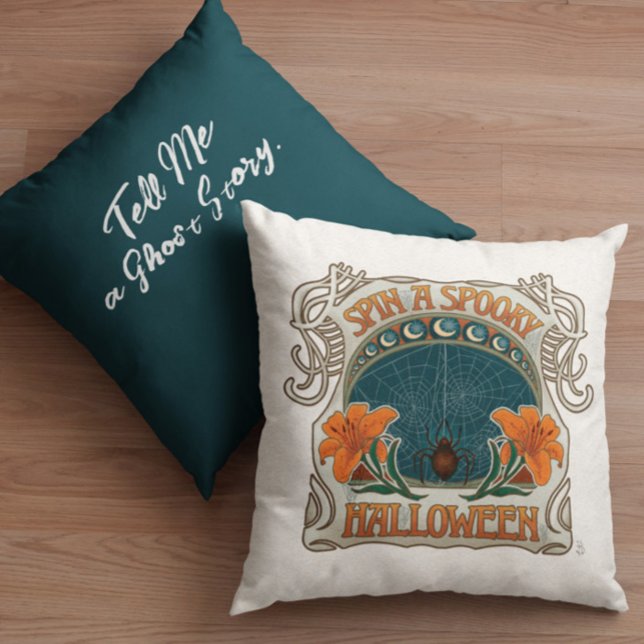 Spooky Halloween Whimsical Goth Throw Pillow (Spooky Halloween Whimsical Goth Throw Pillow. Add a personal message to the pillow back.)
