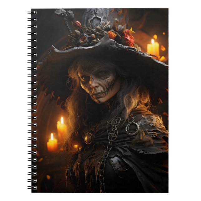 Spooky Halloween Witch Awesome Cool Portrait Notebook (Front)