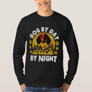 Spooky Halloween Witch Dachshund Sausage Dog Mom H T-Shirt