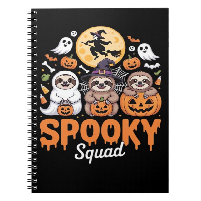 Spooky Halloween Witch Funny Horror Sloths Essenti Notebook (Front)