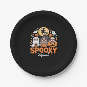 Spooky Halloween Witch Funny Horror Sloths Essenti Paper Plate