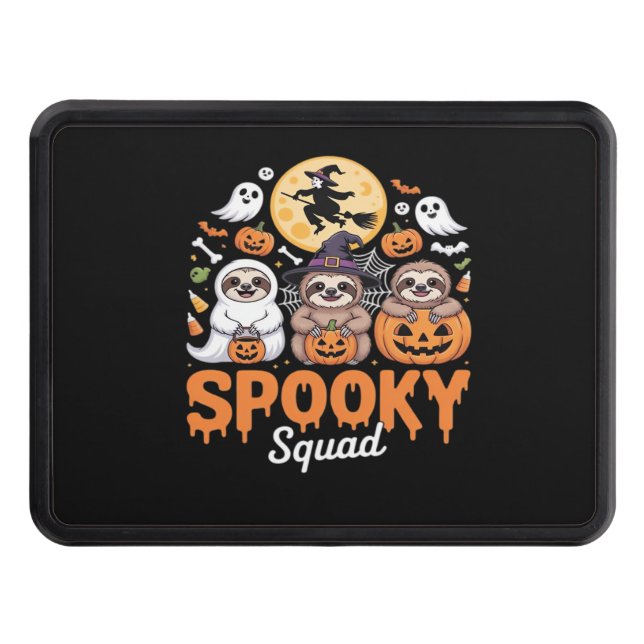 Spooky Halloween Witch Funny Horror Sloths Essenti Trailer Hitch Cover (Front)