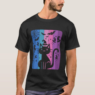 Spooky Halloween Witch Hat Cute Funny Bats Cat Lov T-Shirt