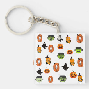 Spooky Halloween Witch, Haunted House, Moon Keychain