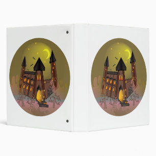Spooky Halloween witch house and vampires castle Binder