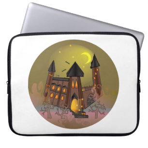 Spooky Halloween witch house and vampires castle Laptop Sleeve