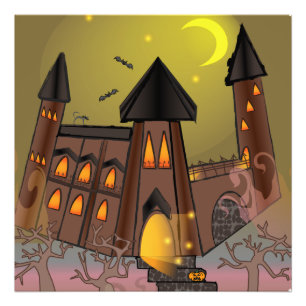 Spooky Halloween witch house and vampires castle  Photo Print