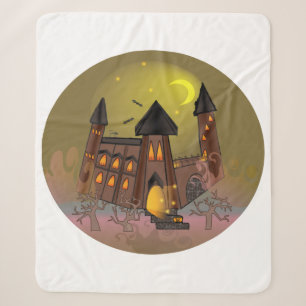 Spooky Halloween witch house and vampires castle  Sherpa Blanket