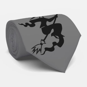 spooky halloween witch on flying broomstick fun tie