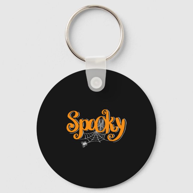 Spooky Halloween with Spider and spider web Keychain (Front)