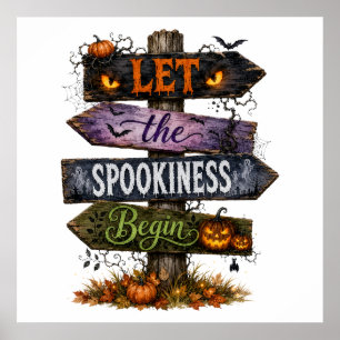 Spooky Halloween Wooden Directional Sign 