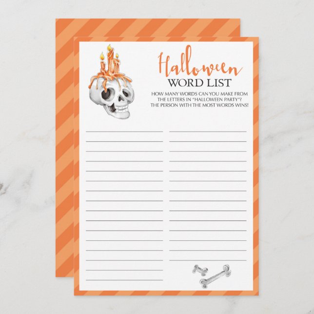 Spooky Halloween Word List Game Cards (Front/Back)