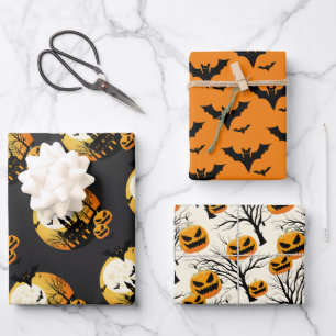 Spooky Halloween Wrapping Paper Sheet
