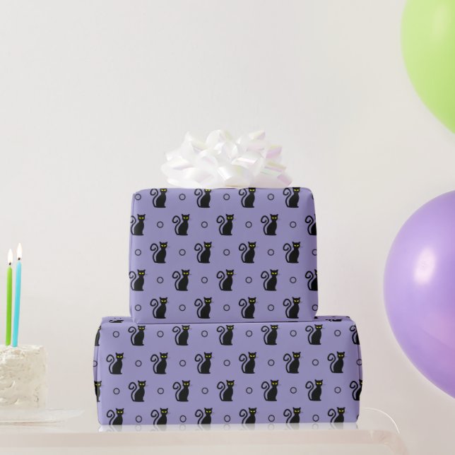 Spooky Halloween Wrapping Paper with Black Cats (Party Gifts)