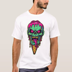 Spooky Halloween Zombie Head Melting Ice Cream T-Shirt