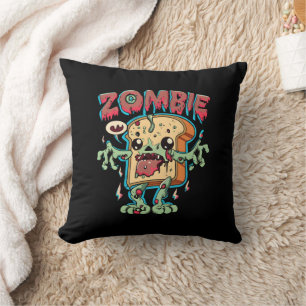 Spooky Halloween Zombie Toast Funny Halloween Gift Throw Pillow