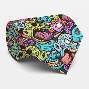 Spooky Halloween zombies tiled pattern  Tie