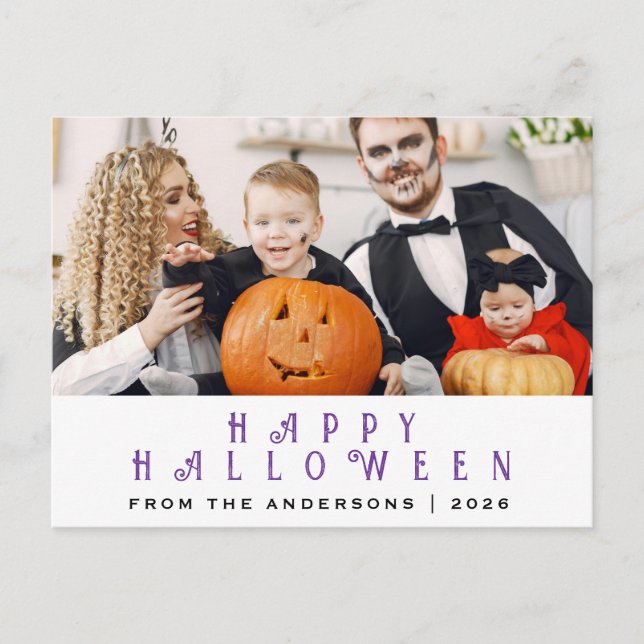 Spooky Happy Halloween 1 Photo  Holiday Postcard (Front)