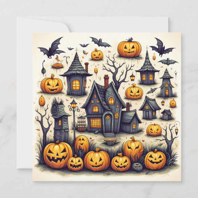 Spooky Happy Halloween Collage Card (Front)