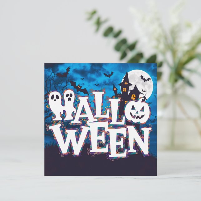 Spooky happy halloween invitation (Standing Front)