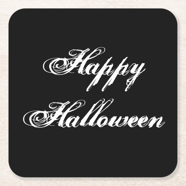 Spooky Happy Halloween Paper Coaster (Front)
