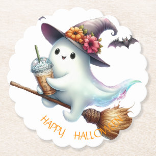Spooky Happy Halloween Paper Coaster