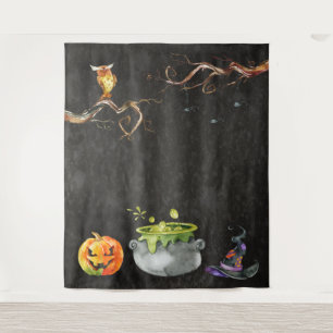 Spooky Happy Halloween Whimsical Photo Backdrop Tapestry