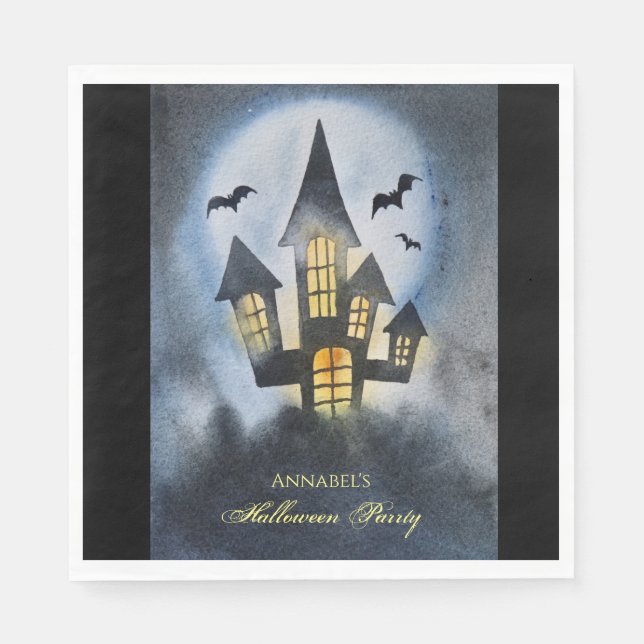 Spooky haunted castle personalized napkin (Front)
