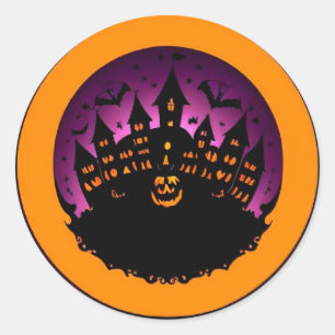 Spooky Haunted Castle Silhouette Halloween Classic Round Sticker