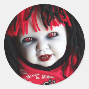 Spooky Haunted Doll Classic Round Sticker