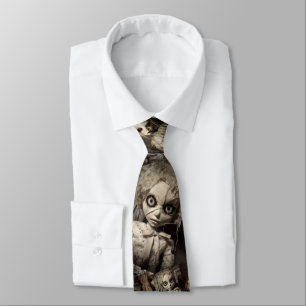 Spooky Haunted Doll Retro 80s Horror Style Tie