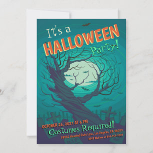 Spooky Haunted Forest Halloween Costume Party Invitation