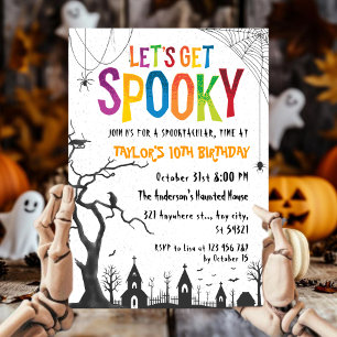 Spooky Haunted Graveyard Halloween Birthday Invita Invitation