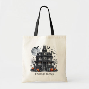 Spooky Haunted House add name trick treat  Tote Bag