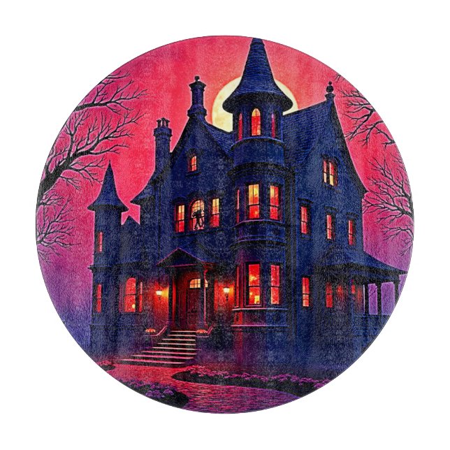 Spooky Haunted House at Dusk Design Cutting Board (Front)