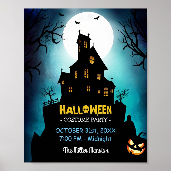 Spooky Haunted House Costume Halloween Party Poster | Zazzle.ca