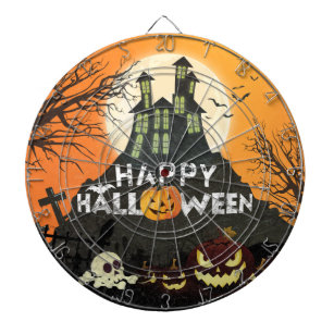Spooky Haunted House Costume Night Sky Halloween Dartboard