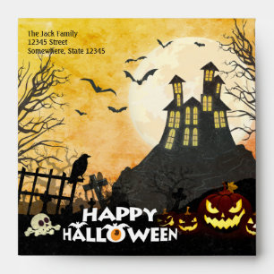 Spooky Haunted House Costume Night Sky Halloween Envelope