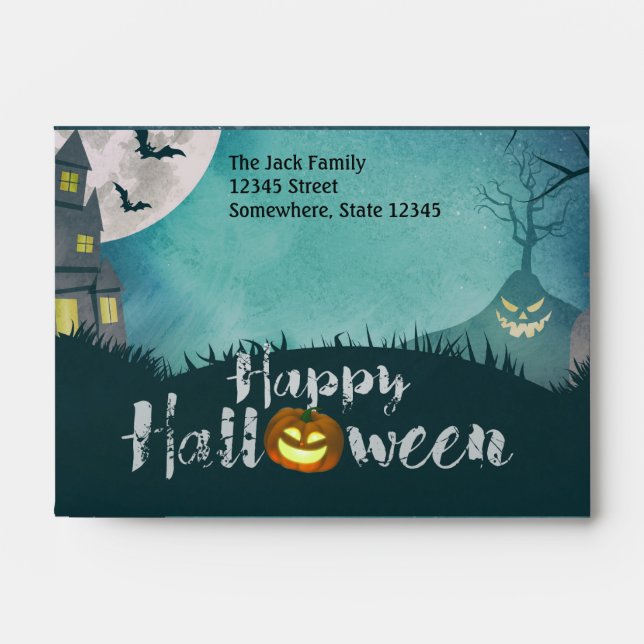 Spooky Haunted House Costume Night Sky Halloween Envelopes (Front)