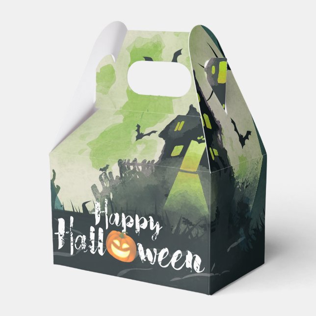 Spooky Haunted House Costume Night Sky Halloween Favor Box (Front Side)