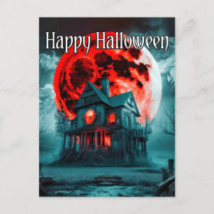 Spooky Haunted House & Full Moon Postcard