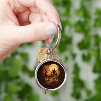 Spooky Haunted House Halloween Keychain