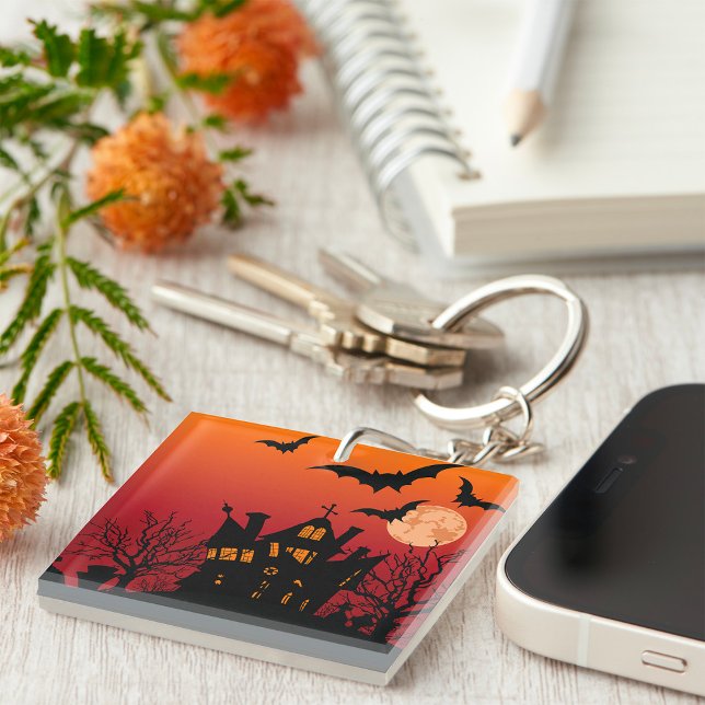 Spooky Haunted House Halloween Night  Keychain (Creator Uploaded)