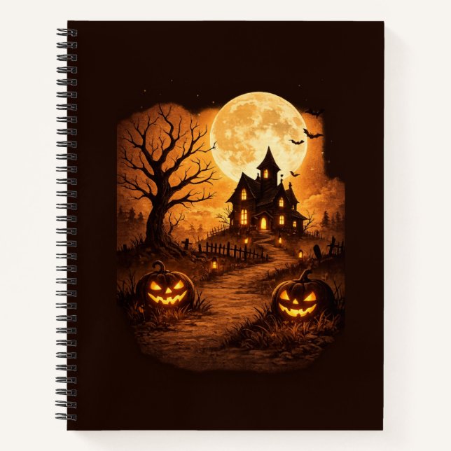 Spooky Haunted House Halloween  Notebook (Front)