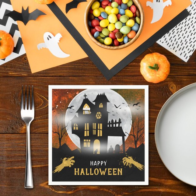 Spooky Haunted House Halloween Party Napkin (Creator Uploaded)