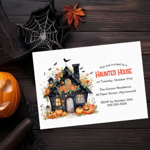 Spooky Haunted House Halloween Party - Pumpkins  Invitation